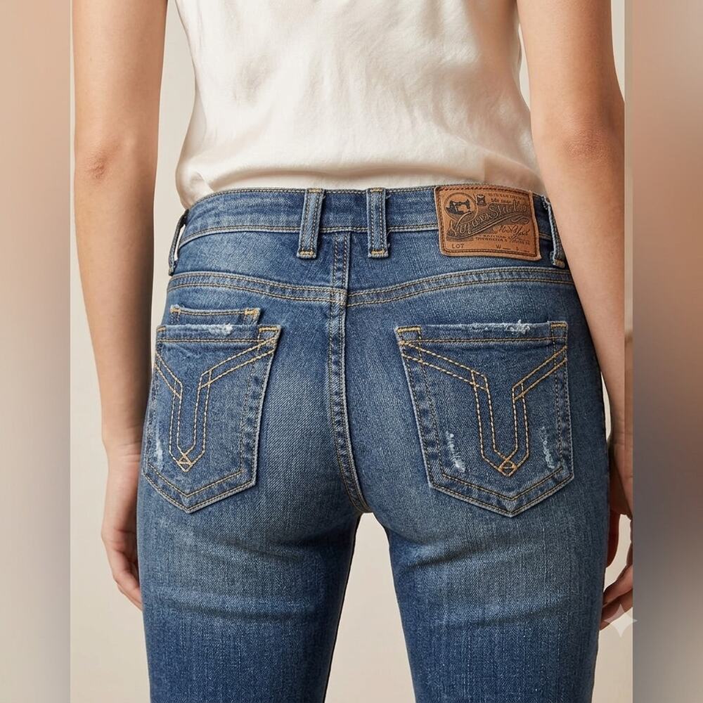 Vigoss The Brooklyn Skinny Jeans Women 26 2 Low Rise Medium Wash Embroidered